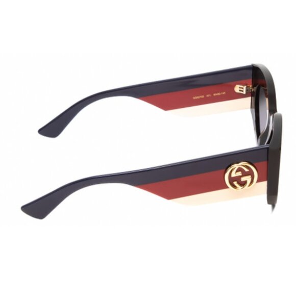 Gucci GG0275S Womens Round Sunglasses in Black Red Tan Brown Gold Logo/Grey 50mm - Picture 3 of 3